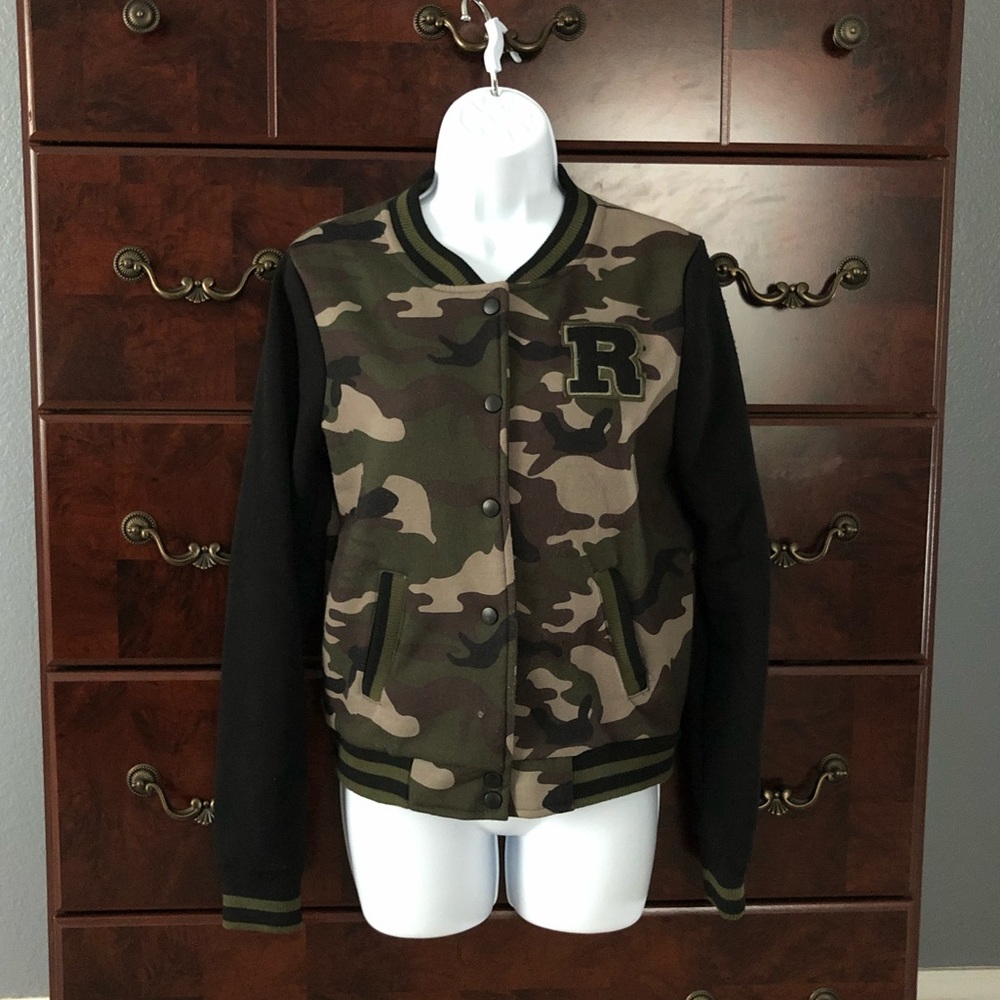 Camo letterman jacket